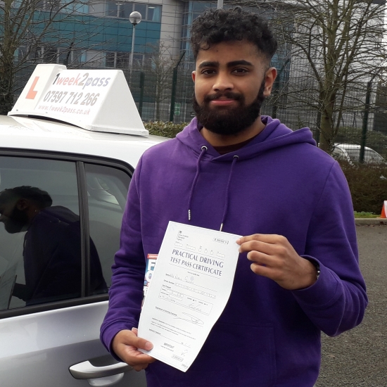 Nibil passed at Enfield with 1week2pass driving school