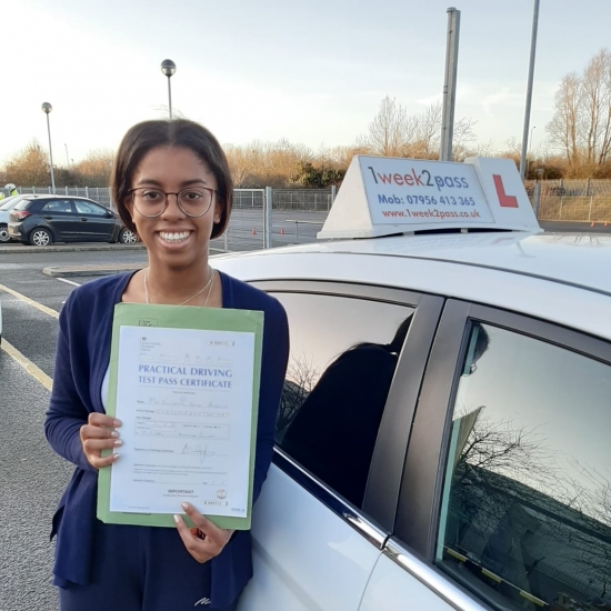 Elizabeth also passed at Enfield at her 1st attempt with 1week2pass driving school