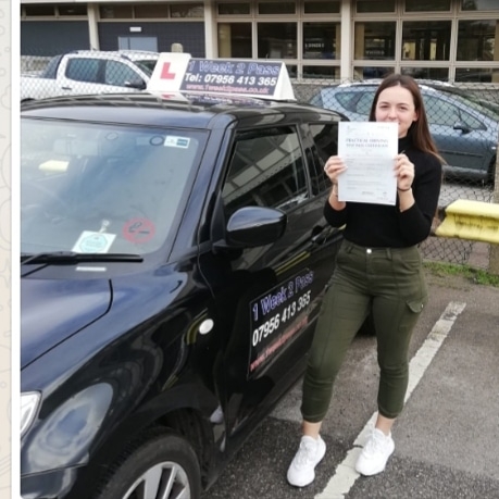 Denisa passed at her 1st attempt with 1week2pass also at Barnet test centre