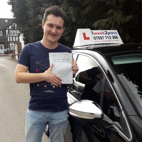 Heorhi passed with only 3minor faults with at Barnet test centre.He left a review on Google for our driving school. 'Thanks Neil, for the great instruction and experience overall!!! It was a pleasure to drive with you and learn from you! Good luck!
