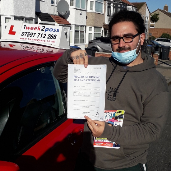 Good to have a 1st time pass just before the lockdown. Ali passed in Enfield and very kindly left a review on on Google for our driving school 'just past my test today ..Neil was so friendly amazing instructor , he knew what he was doing. I cant thank him enough for his great job'