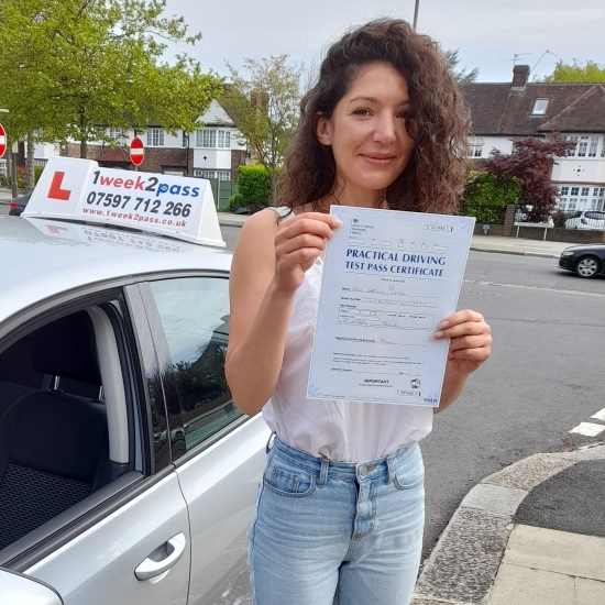 Our driving school is committed to our pupils passing first time. After a 14hour intensive course Sabrina passed at her 1st attempt!