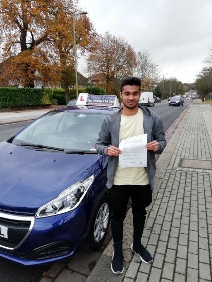 Sangee passed at his 1st attempt 0n 20/11/18 at Barnet test centre
