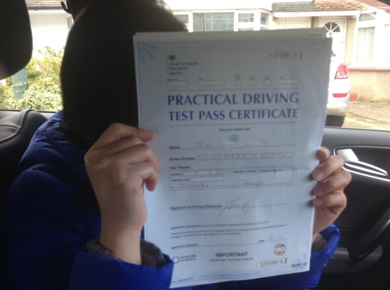 My instructor was very experienced and knew when to give advice to get me through the difficult situations and when to sit back to allow me to make the best decision to stay in control I am very pleased to have passed with only one driving fault and will be phoning the insurance companies ASAP to see how much discount I can get when I take the Pass Plus Course