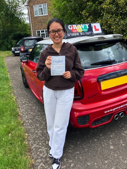 I am so pleased to have passed with 2 minor faults and look forward to booking my Pass Plus Course. Simon always made sure I understood everything, giving me encouragement when things got a little tricky. The Mini was very comfortable and easy to drive, automatic cars are so much more forgiving than manual. Thank you Gravy Driving School