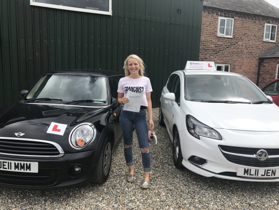 Well done Jemima passed first time this morning in Wrexham with only 5 minors A great drive in your own car Enjoy your trips for coffee and the McDonaldacute;s drive thru