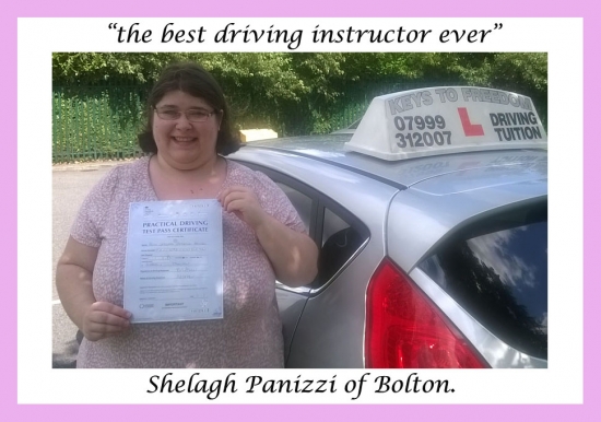 Driving lessons review, by Shelagh Panizzi of Bolton.