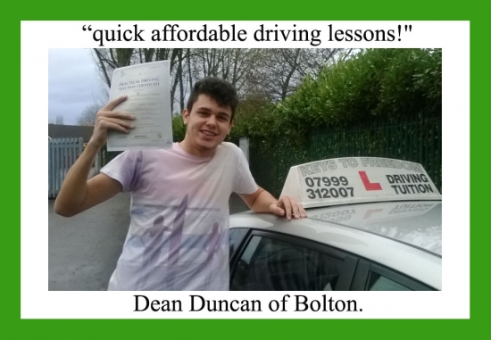 Driving school review, by Dean Duncan of Bolton.