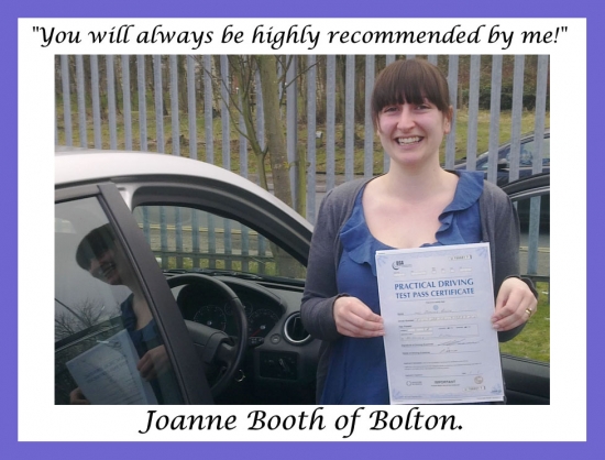 Driving school review, by Joanne Booth of Bolton.