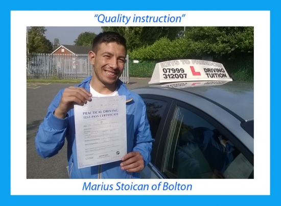 Driving school review, by Mario Stoican of Bolton.