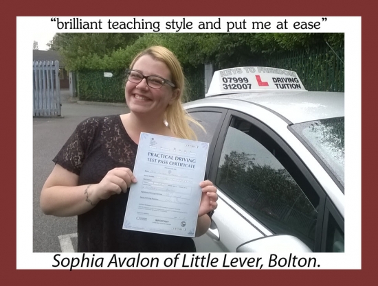 Driving school review, by Sophia Avalon of Bolton.