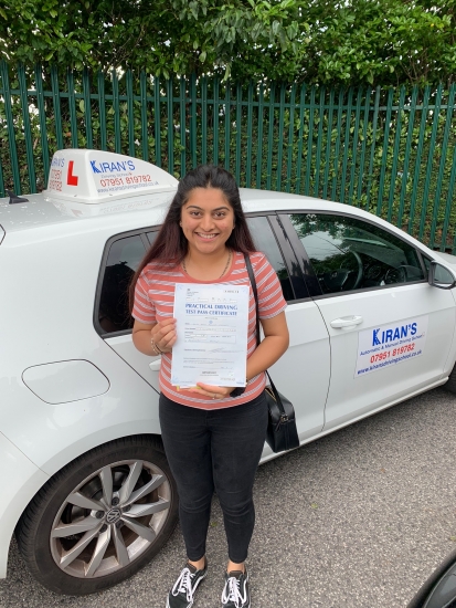 Congratulations to Tulsi Varsani on passing her driving test 1st time with 2 minor faults at bolton test centre
