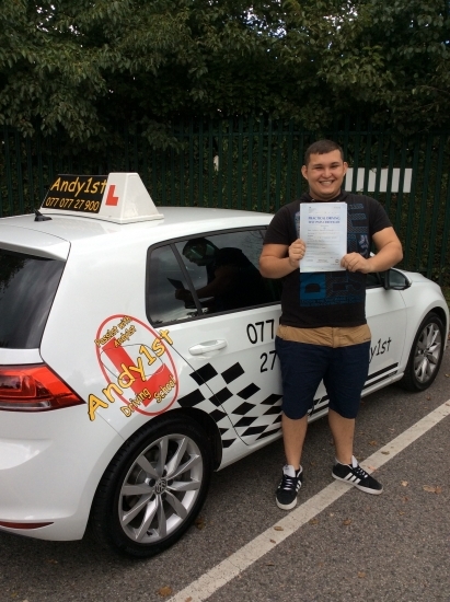 Well done to dominic on passing his driving test centre<br />
wishing you all the best