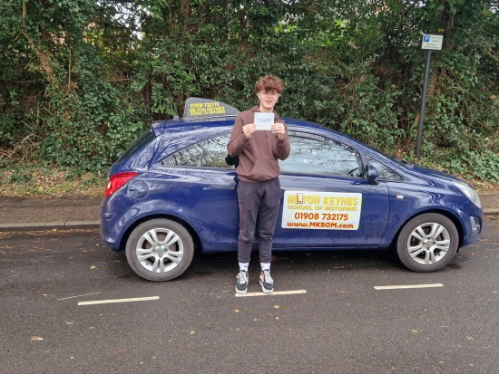 Blake Butler<br />
Congratulations to Blake on passing his Practical driving test First Time  Today Thursday 30th March 2023. with some help from Milton Keynes school of motoring and our instructor Mark, wish Blake all the very best for his driving and thank you for using Milton Keynes school of motoring as your training provider.<br />
www.mksom.com.<br />
Both Female and Male instructors, Automatic and Manual.