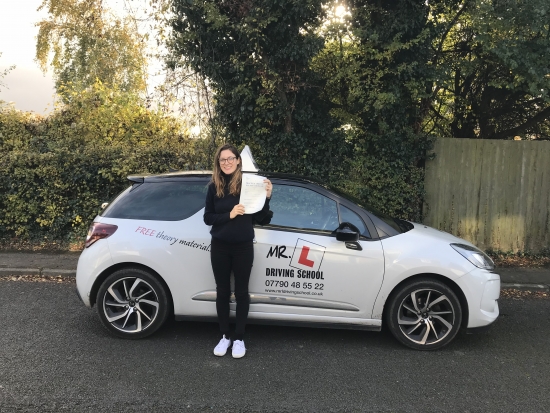 Congratulations to Gabriella from Girton who passed in Cambridge on the 10-11-17 after taking driving lessons with MRL Driving School