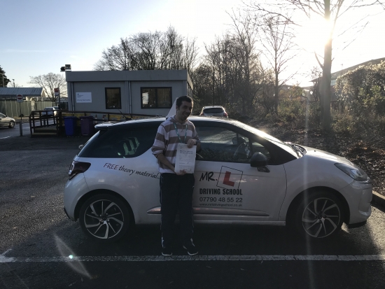Congratulations to Lindon Sharpe from Cambridge who passed on the 14-12-17 after taking driving lessons with MRL Driving School