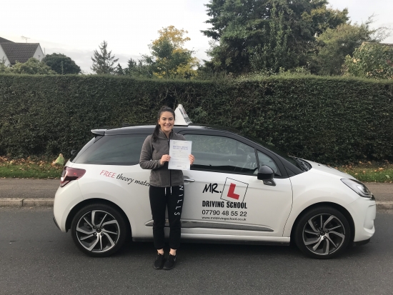 Congratulations to Katie Gearing from Newmarket who passed in Cambridge on the 12-10-17 after taking driving lessons with MRL Driving School