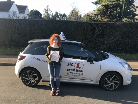 Congratulations to Lynsey Smith from Burwell who passed in Cambridge on the 17-1-18 after taking driving lessons with MRL Driving School