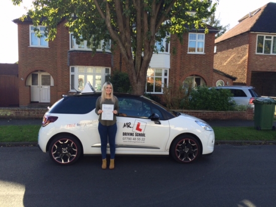 Congratulations to Anelisha Scott from Ely who passed 1st time in Cambridge on the 25-9-15 after taking driving lessons with MRL Driving School