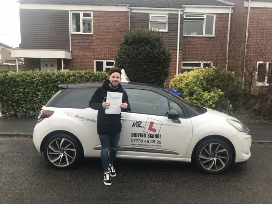 Congratulations to Mitchell Moore from Newmarket who passed 1st time in Cambridge on the 9-4-18 after taking driving lessons with MR.L Driving School.