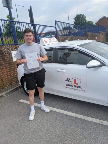 Congratulations to James Morton who passed in Bury St Edmunds on the 9-7-21 with ZERO driving faults after taking driving lessons with MR.L Driving School.