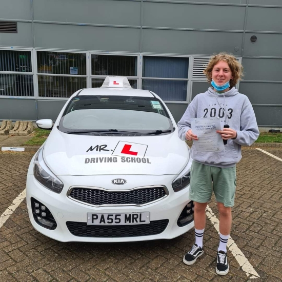 Congratulations to Barnaby from Exning who passed his driving test in Cambridge on the 30-9-21 after taking driving lessons with MR.L Driving School.