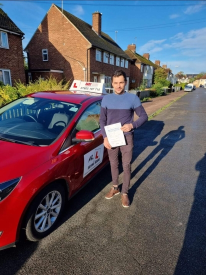 Congratulations to Ioan Coman from Cambridge who passed his driving test 1st time on the 4-10-21 after taking driving lessons with MR.L Driving School .