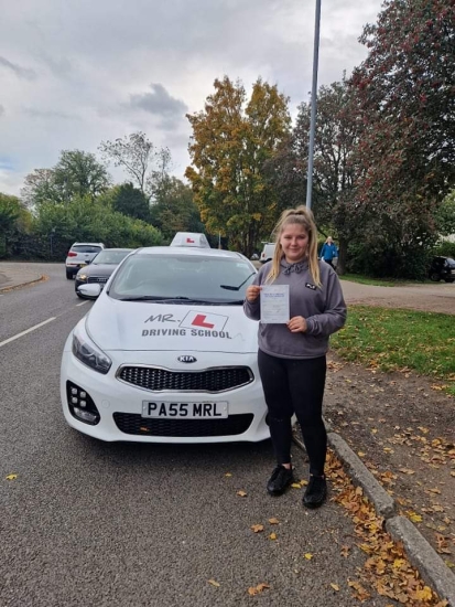 Congratulations to Courtney Davey from Burwell who passed her driving test in Cambridge with only 2 driving faults on the 11-10-22 after taking driving lessons with MR.L Driving School.