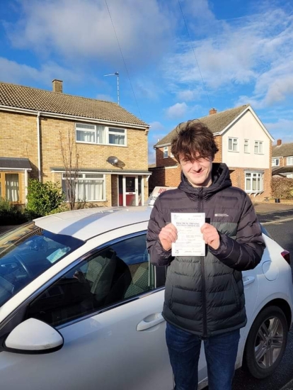 Congratulations to Thomas Wright who passed his driving test 1st time in Cambridge on the 9-1-23 after taking driving lessons with MR.L Driving School.