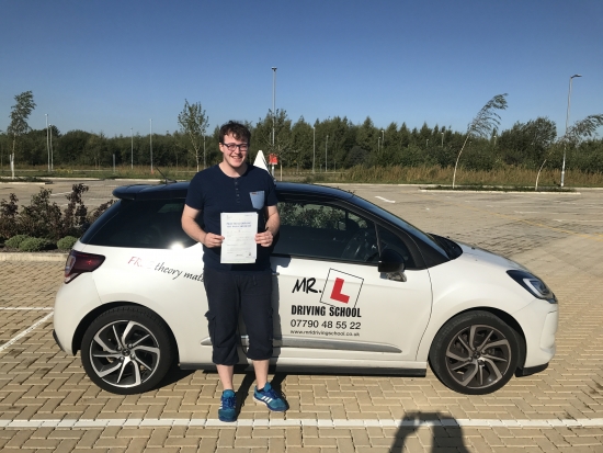 Congratulations to Christopher Williams from Cambridge who passed 1st time on the 22-9-17 after taking driving lessons with MRL Driving School