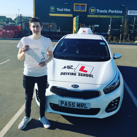 Congratulations to Kieran Barton from Streatham who passed in Cambridge on the 25-2-19 after taking driving lessons with MR.L Driving School.