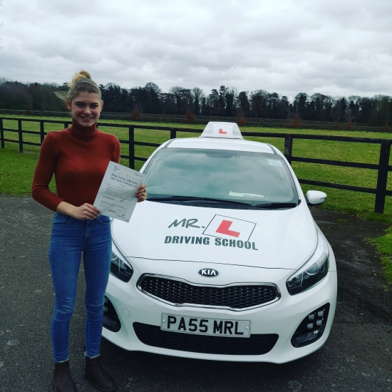 Congratulations to Meg Case from Newmarket who passed 1st time with just 2 driving faults in Cambridge on the 7-3-19 after taking driving lessons with MR.L Driving School.
