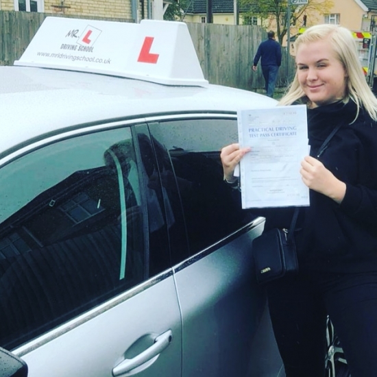 Congratulations to Jodie Stebbings from Cambridge who passed on the 21-10-19.<br />
<br />
After failing a number of tests previously, we are chuffed to say Jodie passed at the first attempt with MR.L Driving School.