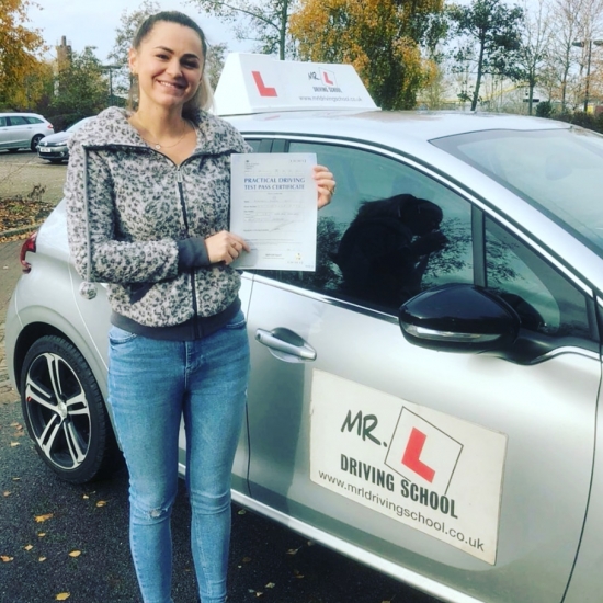 Congratulations to Alexandra Mihaela Raicu who  passed first time in Cambridge on the 22-11-19 after taking driving lessons with MR.L Driving School.