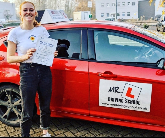 Congratulations to Lucy Cryer who passed 1st time in Cambridge on the 30-11-19 after taking driving lessons with MR.L Driving School.