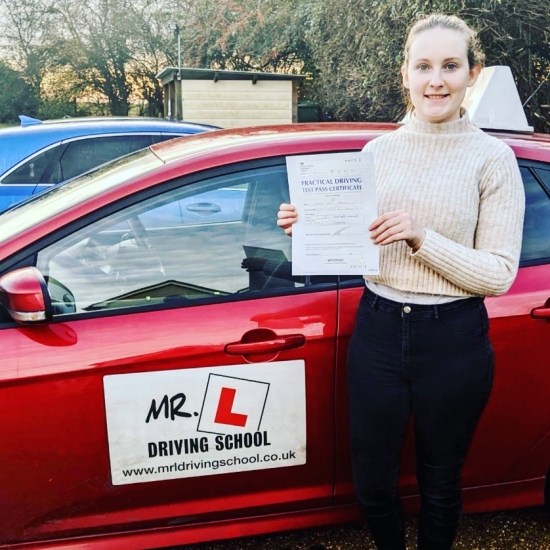 Congratulations to Alice Doick who passed 1st time in Cambridge on the 3-12-19 after taking driving lessons with MR.L Driving School.