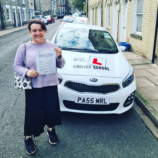 Congratulations to Grace Thoburn from Cambridge who passed 1st time in Cambridge on the 1-10-20 after taking driving lessons with MR.L Driving School.