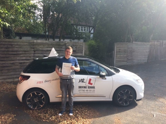 Congratulations to Chris from Newmarket who passed 1st time in Cambridge on the 9-9-16 after taking driving lessons with MRL Driving School