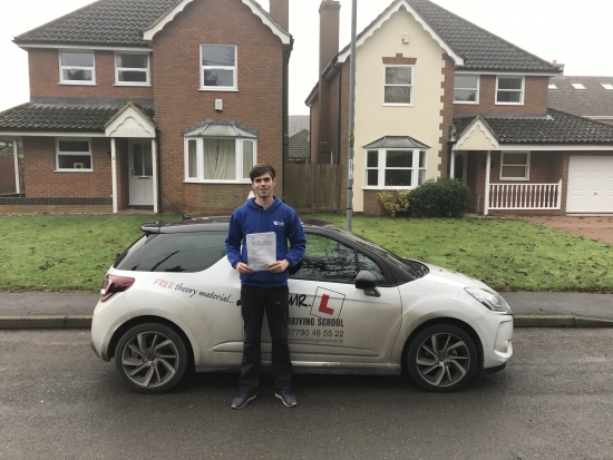 Congratulations to Jay Preston from Newmarket who passed his driving test 1st time in Cambridge on the 16-12-16 after taking driving lessons with MRL Driving School