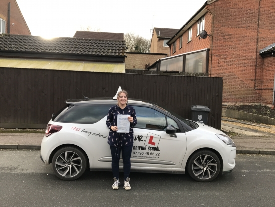 Congratulations to Hannah from Bar Hill who passed 1st time in Cambridge on the 11-1-17 after taking driving lessons with MRL Driving School
