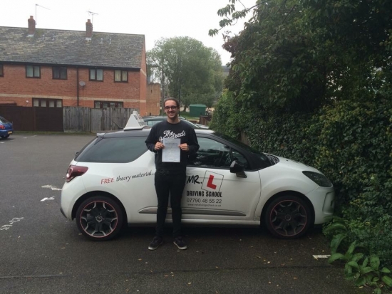 Congratulations to Sam Boseley who passed 1st time in Bury St Edmunds on the 7-10-15 after taking driving lessons with MRL Driving School