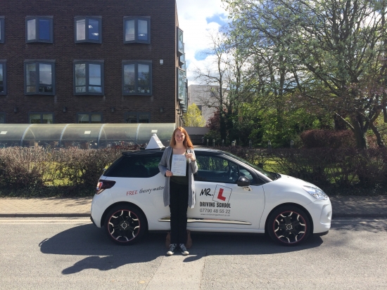 Congratulations to Renee from Ely who passed 1st time in Cambridge on the 3-5-16 after taking driving lessons with MRL Driving School