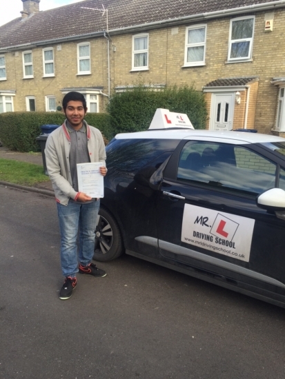 Congratulations to Rayhan Gani from Cambridge who passed on the 24-2-16 after taking driving lessons with MRL Driving School