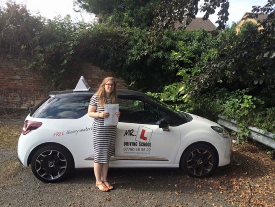 Congratulations to Erin Marley from Newmarket who passed in Cambridge on the 28-8-16 after taking driving lessons with MRL Driving School