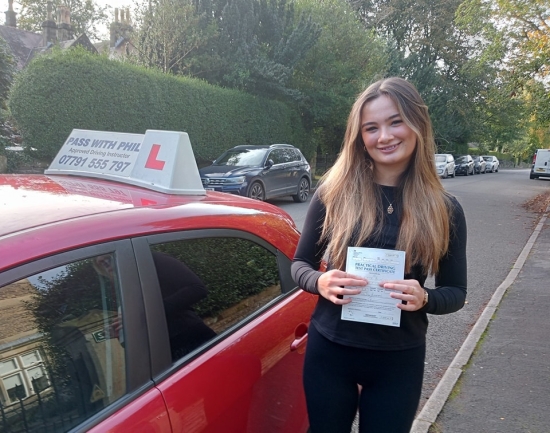 Huge congratulations go to Kitty, who passed her driving test this morning in Buxton at the first attempt and with only 2 driving faults. She joins my exclusive club of passing both theory and practical test 1st time.<br />
It´s been an absolute pleasure taking you for lessons. Enjoy your independence and stay safe 👏👏👏👏👏