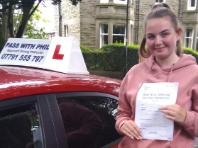 'I passed my test just over a week ago with Phil and I couldn’t have done it without him. I am a very anxious person; who lacks confidence and he is amazing. I went with Phil after having a bad experience with a previous instructor a few years ago. He always makes sure that you’re comfortable in the drivers seat and makes sure you know mistakes are okay and we learn from them. After every les