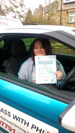 Massive congratulations to Sarah who passed her driving test today in Buxton31st March and with only 6 minor faults A nice controlled drive well done Itacute;s been an absolute pleasure meeting you and teaching you to drive with lots of laughs along the way Enjoy your independence and stay safe All the best