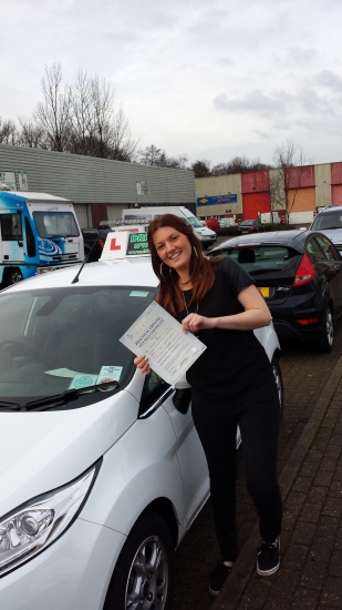 Aimee Hooper proudly holding her certificate after passing her test first time today with a confident drive with 4 driver faults A great result after working hard having most lessons after work in the dark and being determined and focussed on the day Well done and congratulations again A good start to 2014 for Aimee Drivewell and Snowy Hope to see you for Pass Plus soon Enjoy your car h