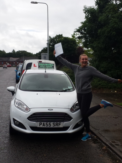 Alice Baraz jumping for joy with her Pass Certificate after passing her Practical Test today A fantastic drive after 4pm in heavy traffic with only 2 driver faults An excellent result from hard work listening to her family and instructor to produce an almost faultless drive A joy to teach I will miss you Good luck and enjoy driving your KA keep safe Congratulations and well done again