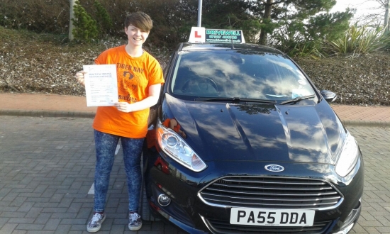 Emily Stander proudly holding her Pass Certificate after passing first time today Another confident safe drive with only 2 driver faults A super result after working hard Congratulations and well done again Good luck and enjoy your driving Salvina 6th February 2015